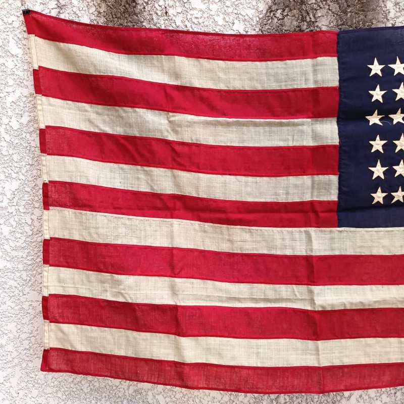 U.S.A. DRAPEAU US FABRICATION EN LIN POUR LA MARINE ANNEES 1930 1940 50 ETOILES COUSUES 100 X 150 cm